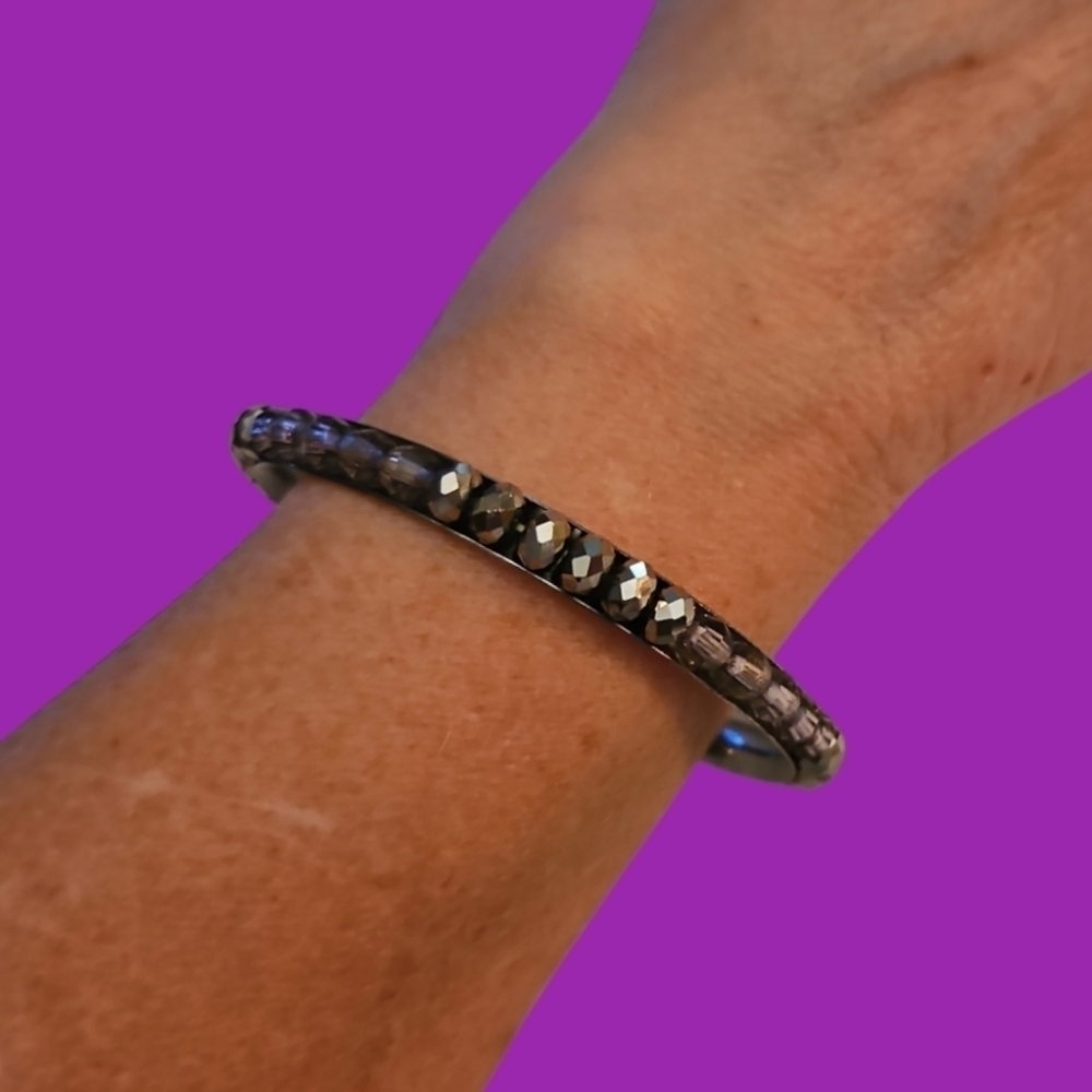 3/$30 Gunmetal Silver Beaded Bangle Bracelet